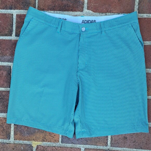 Adidas Ultimate 365 Gingham Woven Sport Green Grey Men's Golf Shorts sz 38 - Picture 2 of 6
